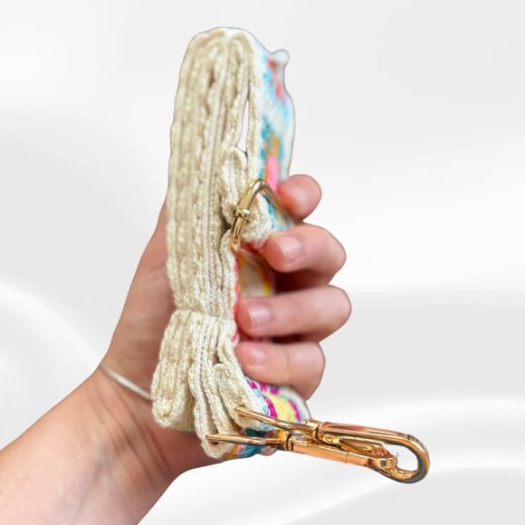 NEW Crochet Floral Bag Strap | Boho Multicolor Purse Strap NWT - Picture 6 of 7